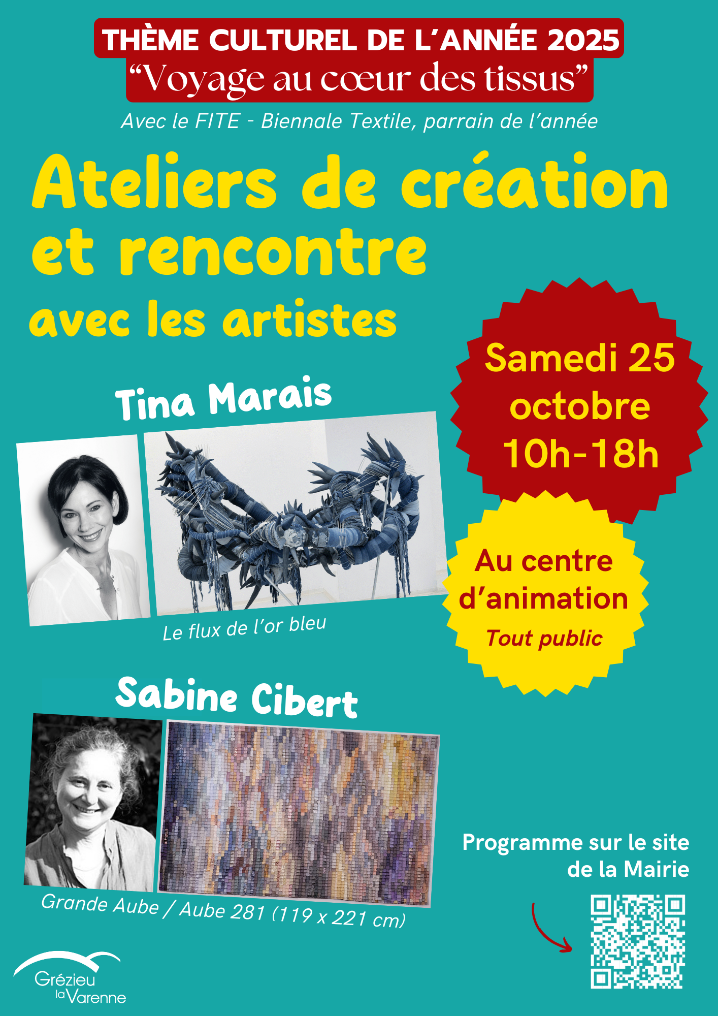 Affiche Ateliers et rencontre avec des artistes 25 octobre
